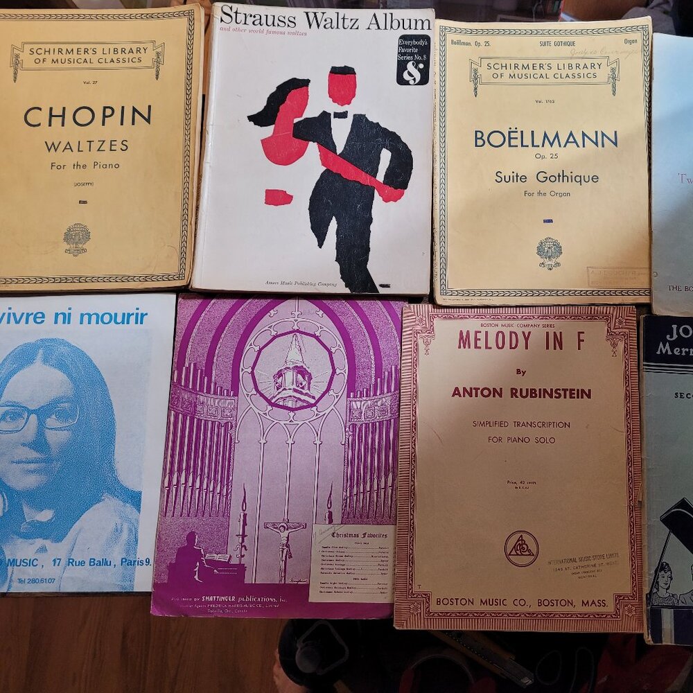 Vintage Piano Sheet Music Lot of 8 Chopin Boëllmann Rubinstein Strauss Mouskouri